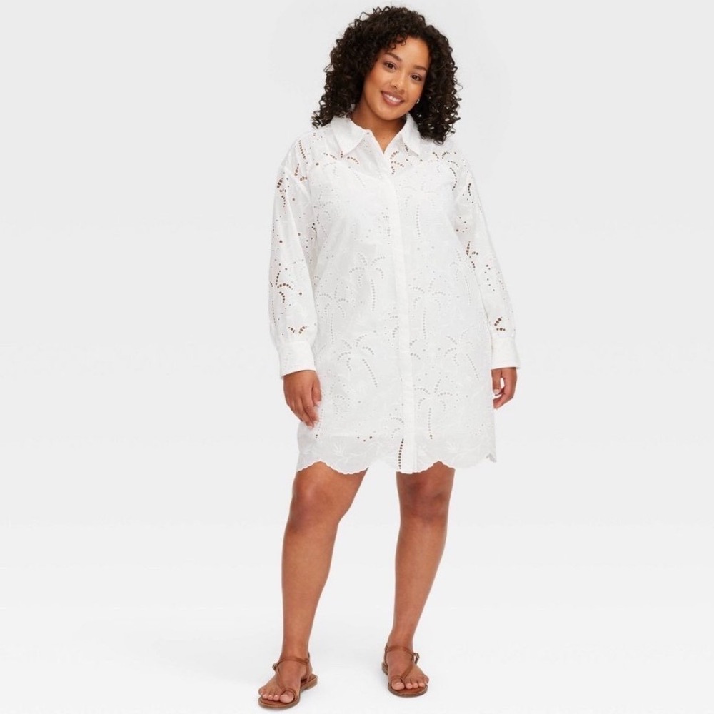 Roller Rabbit x Target White Eyelet Palm Tree Shirt Dress Cover Up XXL Last One
